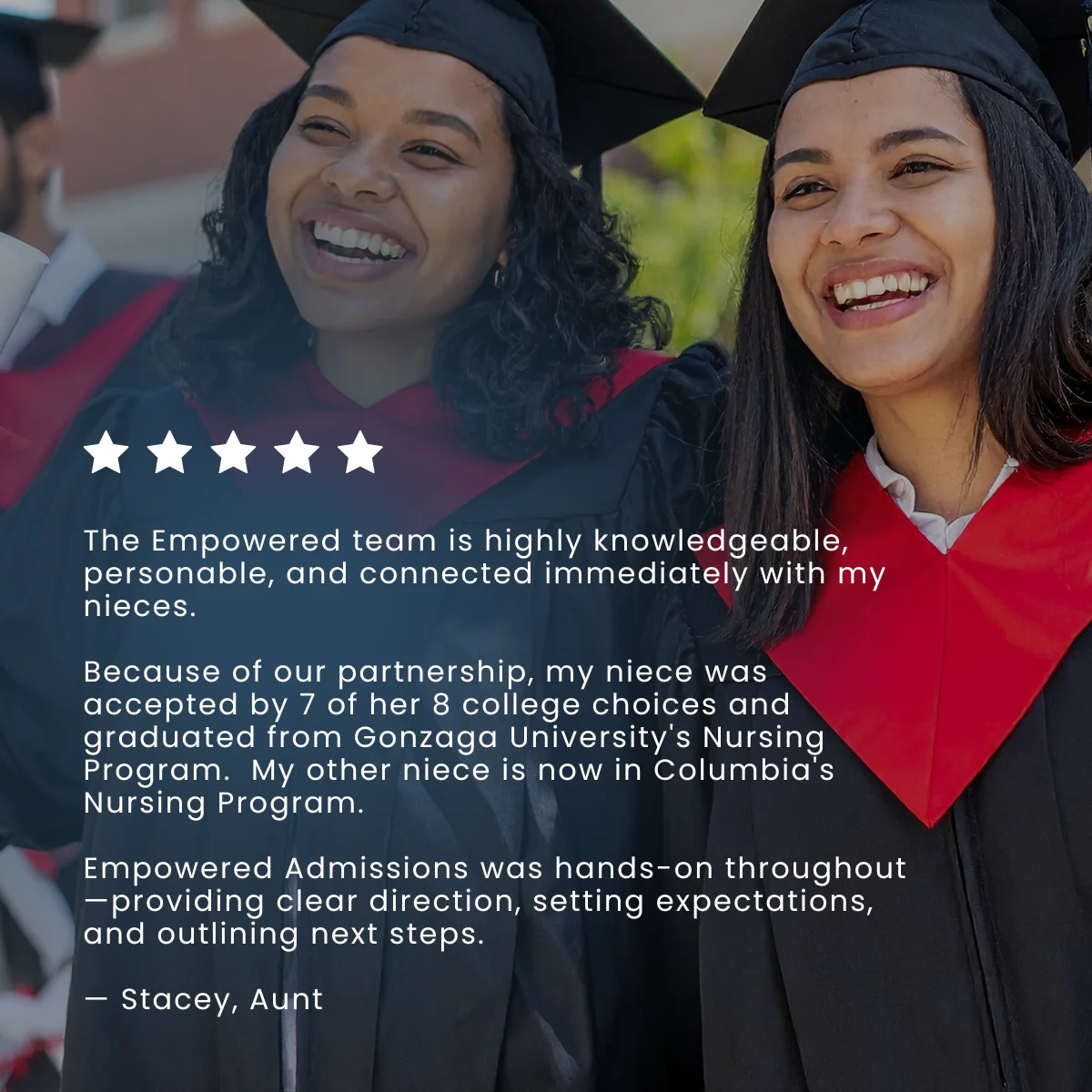 Five-star testimonial from Stacey, aunt