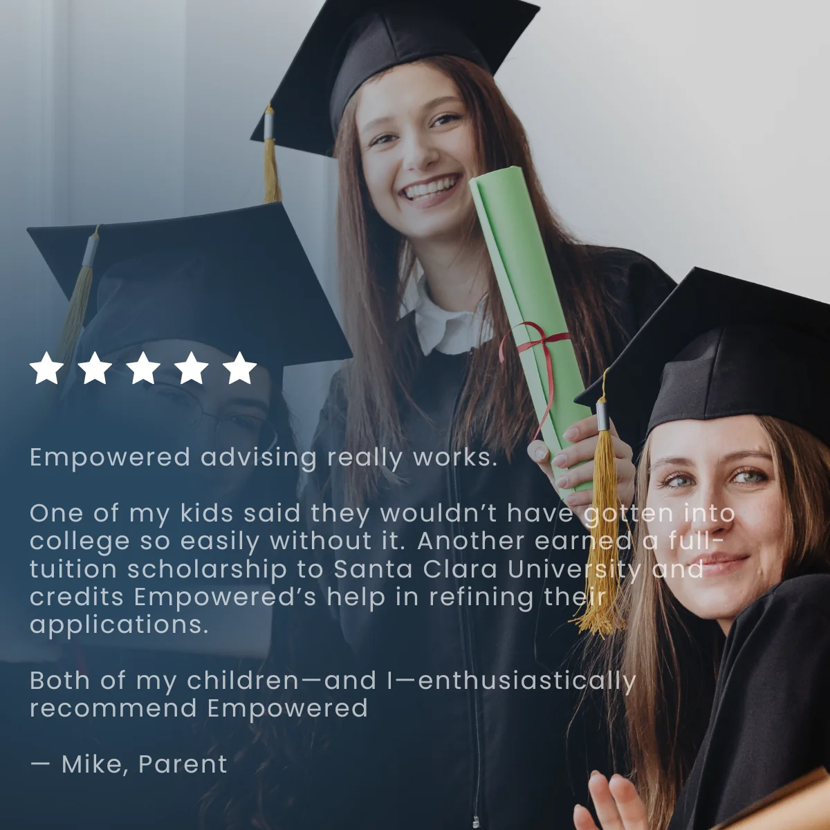 Five-star testimonial from Mike, parent